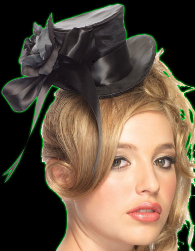 Satin Mini Top Hat With Flower & Bow Accent