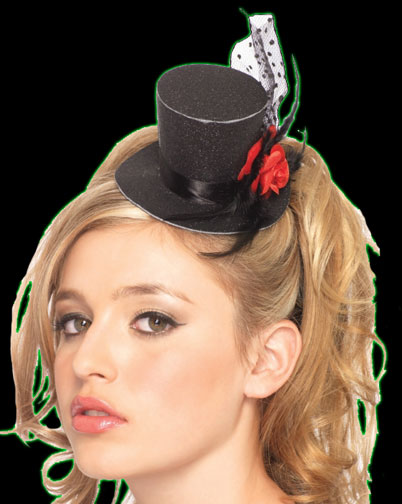 Rose Clip-On Mini Glitter Top Hat