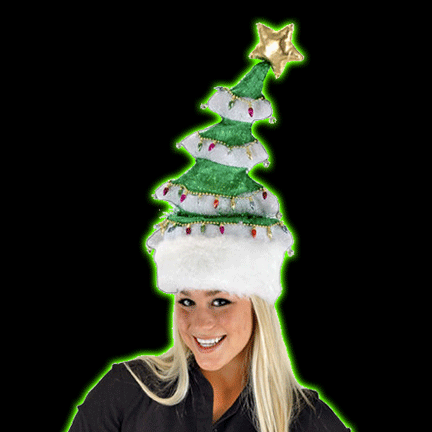 Springy White Christmas Tree Hat