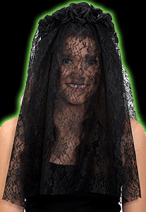 Day of the Dead Floral Veil -Black
