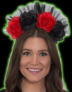 Day of the Dead Black Rose Headband