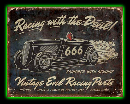 Vintage Evil Racing Tin Sign