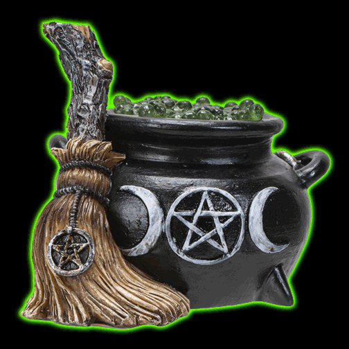 CAULDRON WITH BROOM LED LIGHT