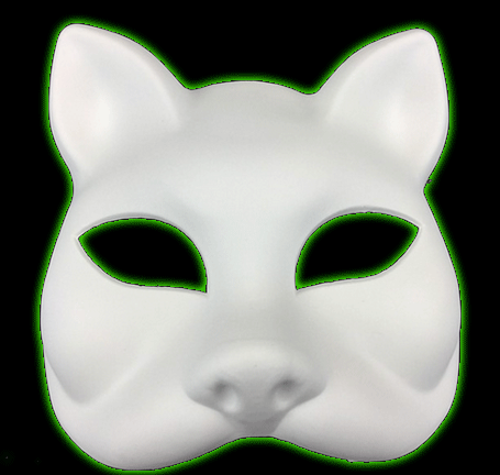 Plastic White Cat Half Face Mask