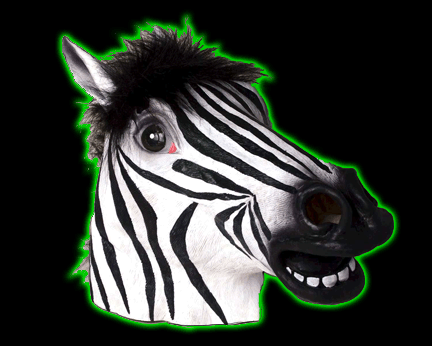 Adult Latex Zebra Mask With Hair