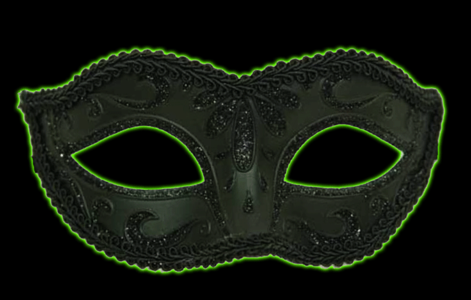 Venetian Black Eye Mask W/Glitter