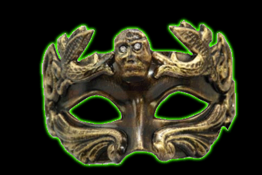 Venetian Gold Eye Mask w/Skull