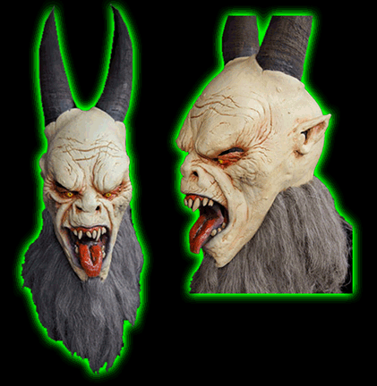 Krampus Mask with Tall Horns