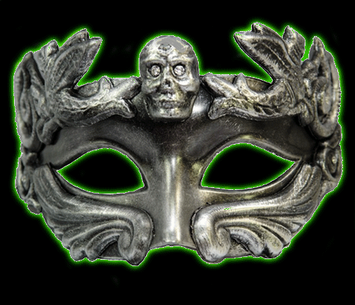 Venetian Silver Eye Mask w/Skull