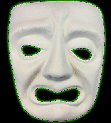 Venetian White Paper Mache Tragedy Face Mask