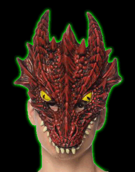 Supersoft Adult Red Dragon 1/2 Mask with Eyes