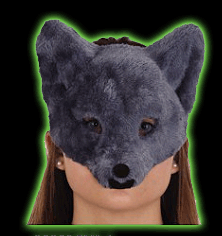 Grey Plush Wolf Partial Mask