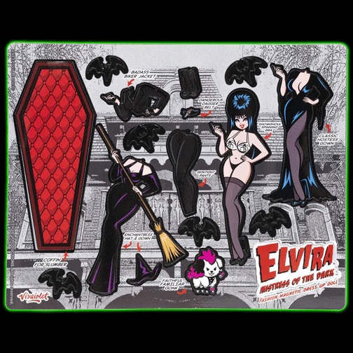 Elvira Mistress of The Dark Coffin Dress up Magnet Set
