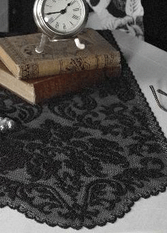 Heritage Black <br>Damask Lace Table Runner - 14