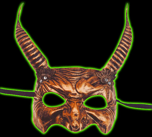 Metallic copper horned devil face mask