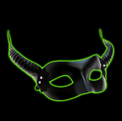 Metallic black horned devil face mask