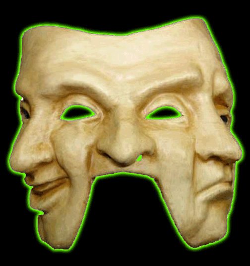 Paper mache triple face mask