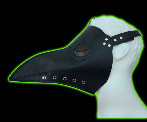 Plague Doctor Simple All Black face faux leather mask