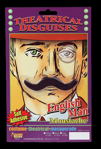 English Man Moustache - Black