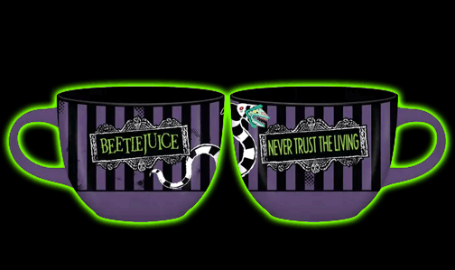 Beetlejuice Never trust the Living Purple Striped Soup Mug