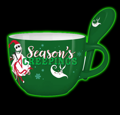 Nightmare Before Christmas Holiday Ghostly Greetings 24oz Ceramic Soup Mug with Spoon