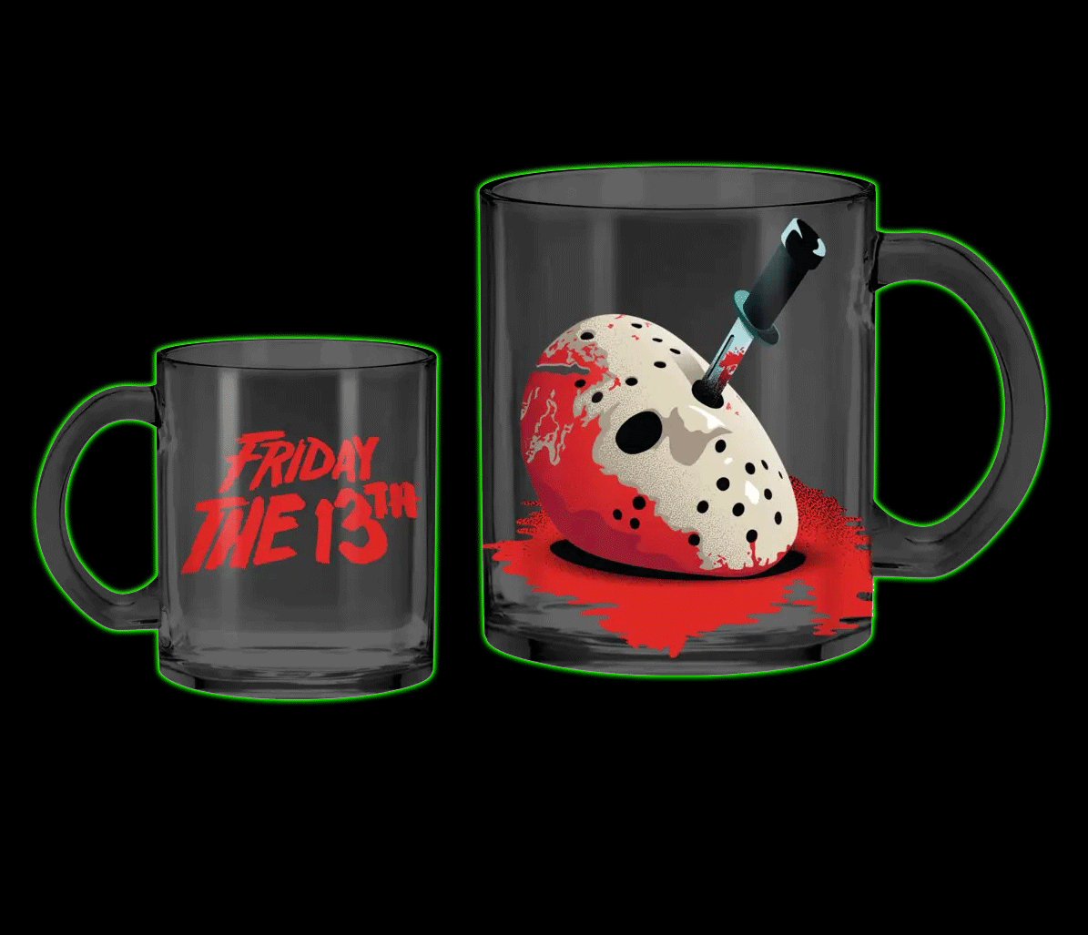 Friday the 13th Mask and Logo 17.5oz Glass Coffee Mug