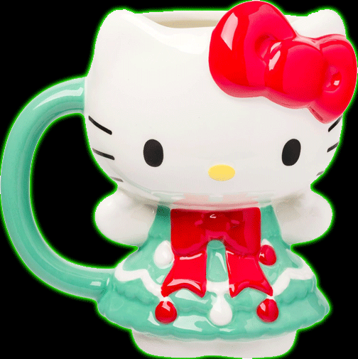 Hello Kitty Holiday Tree Dress Full Body 3D Sculpted Ceramic Mug