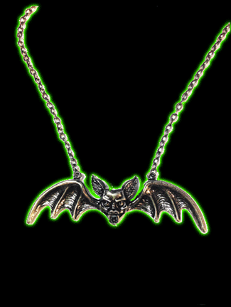 Lily Munster Chrome Bat Necklace
