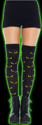 Spooky Eyes Opaque Thigh High Stockings