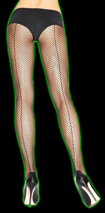 Black Nylon Fishnet Pantyhose with seam