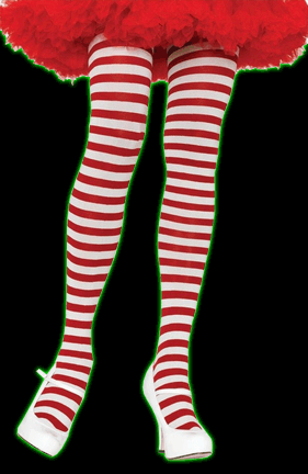 Red & White Striped Nylon Opaque Tights