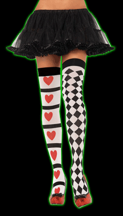 Harlequin and Heart Thigh Highs