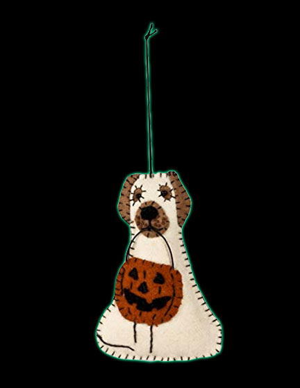 Spooky Ghost Dog Fabric Ornament