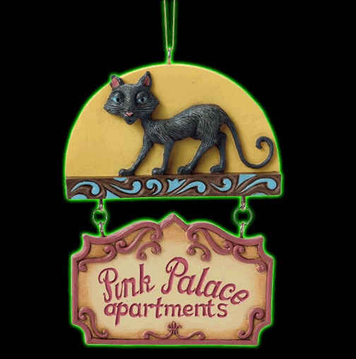 Coraline Pink Palace Apartments Black Cat Sign Jim Shore Ornament