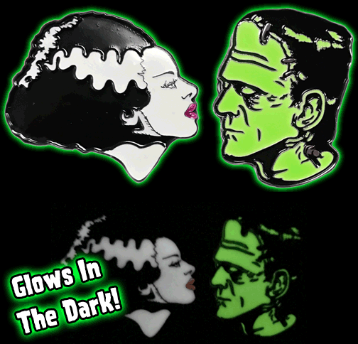 Bride And Frankenstein Enamel Pin Set