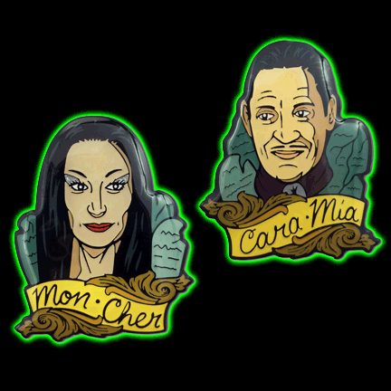 The Addams Family Gomez & Morticia Enamel Pin Set