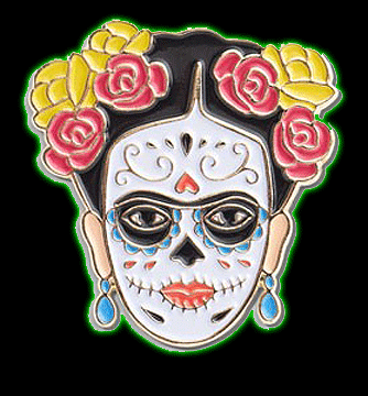 Frida Kahlo Sugar Skull Face Enamel Pin
