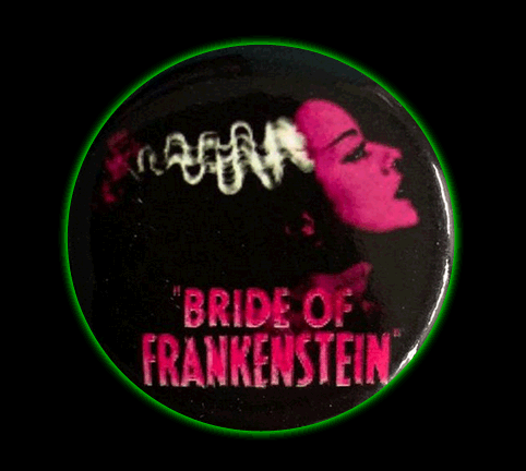 Pink Bride Of Frankenstein Button