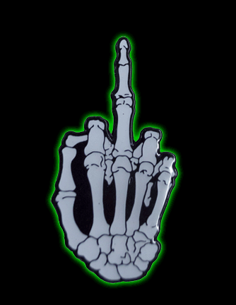 Skeleton Middle Finger Glow in the Dark Enamel Pin