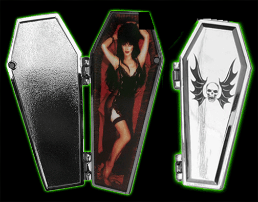 Halloweentown Store: Elvira Open Coffin Red Enamel Pin