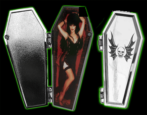 Elvira Open Coffin Red Enamel Pin