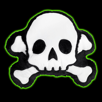 FURRY SKULL & BONES PILLOW