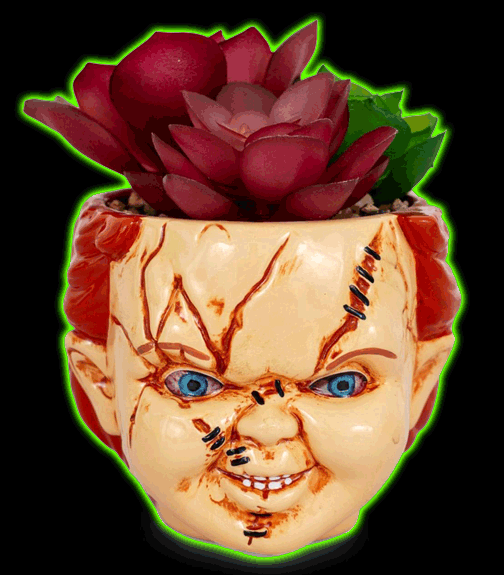 Child's Play Chucky 3-Inch Ceramic Mini Planter with Artificial Succulent