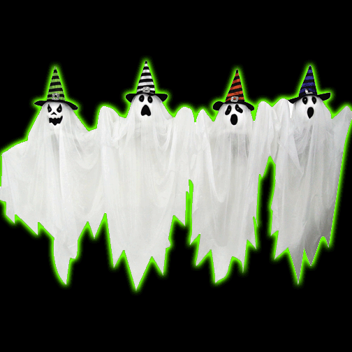 Hanging Ghost With Colorful Witch Hats