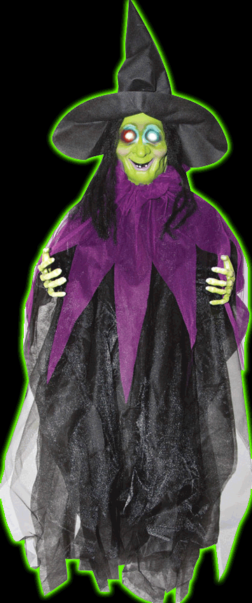 Witch With Glowing Eyes and Purple Frock