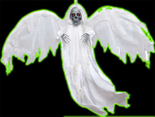 4' Winged White Skull Reaper w/Light-Up Eyes Prop