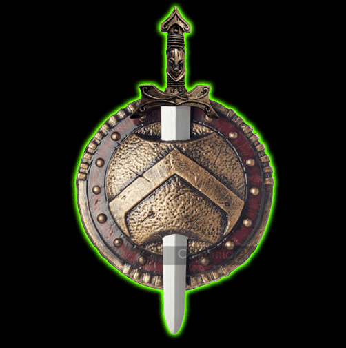 Spartan combat shield and sword