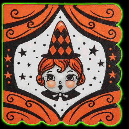 Johanna Parker Carnival Cottage Scallop Witch Napkin