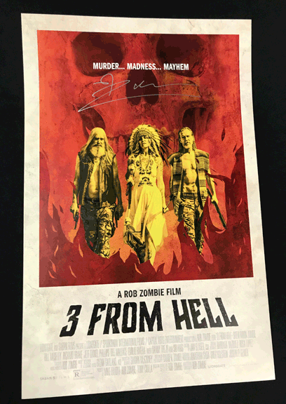 Rob Zombie AUTOGRAPHED 3 From Hell <br>Murder-Madness_Mayhem 11x17 Movie Poster
