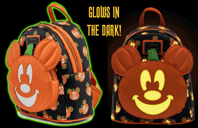 DISNEY MICKEY-O-LANTERN GLOW IN THE DARK MINI BACKPACK BY LOUNGELFY